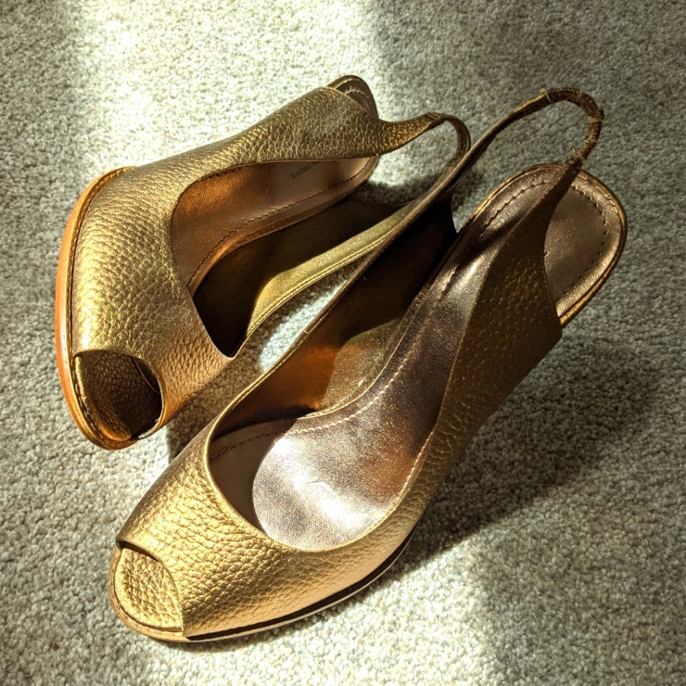Gold peep toes